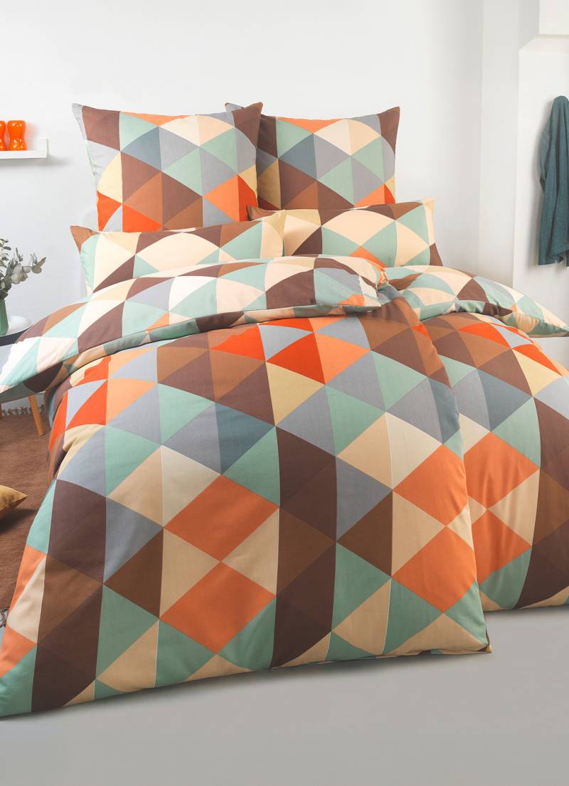 Farbenfrohe Bettwäsche-Garnitur aus Polycotton, Größe 412 (4-teiliges Sparset), Multicolor von BADER