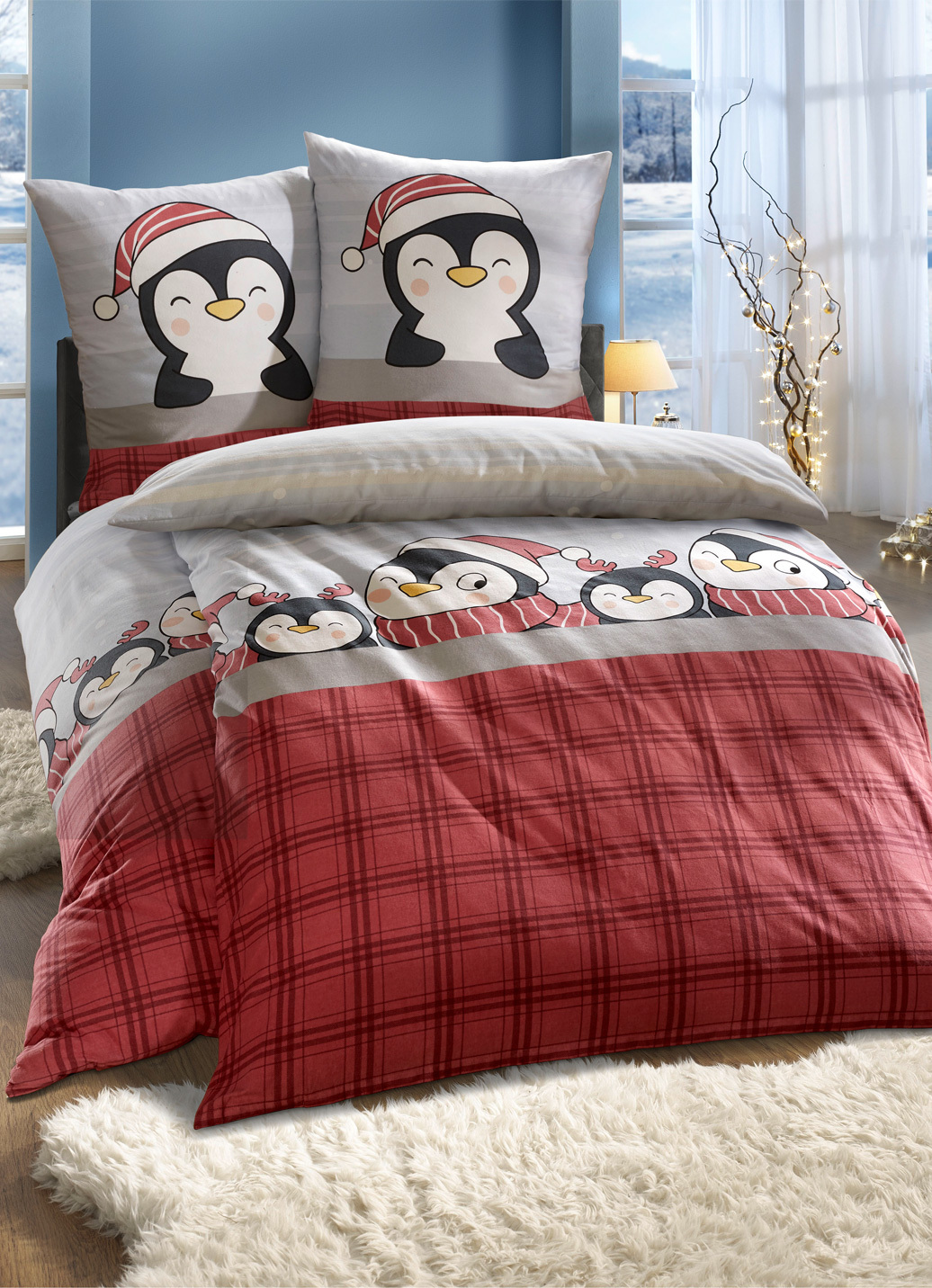 Feinbiber Bettwäsche-Garnitur, Größe 112 (80x80 cm + 135x200 cm), Bunt von BADER