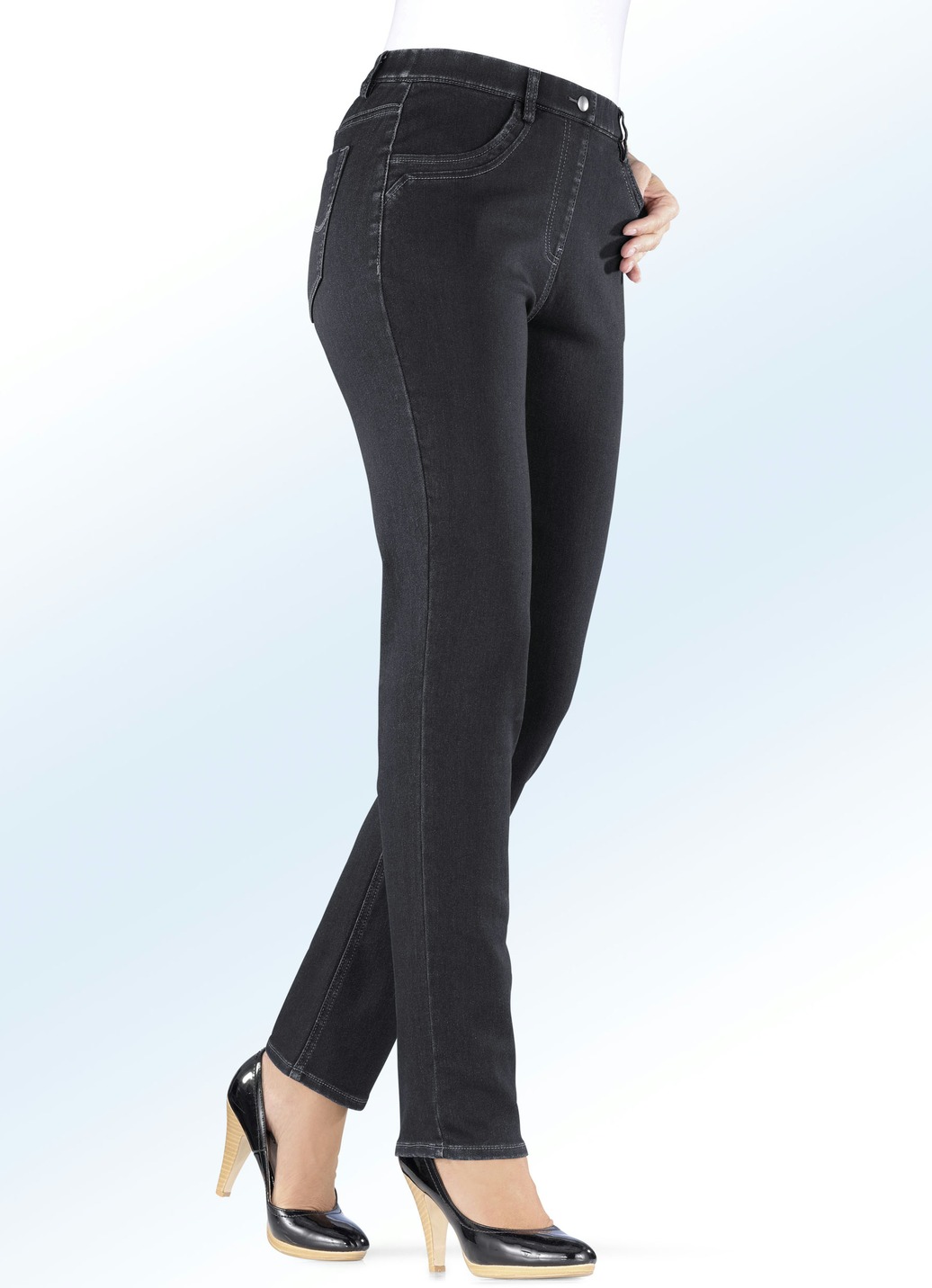 Figurformende Power-Stretch-Jeans, Schwarz, Größe 19 von BADER