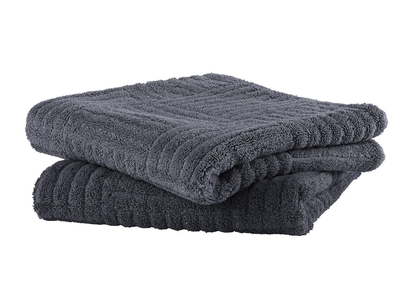 Flauschig weiche Frottier-Serie mit Hoch-Tief-Struktur, Größe 200 (2 Handtücher, 50/100 cm), Anthrazit von BADER