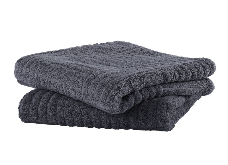 Flauschig weiche Frottier-Serie mit Hoch-Tief-Struktur, Größe 200 (2 Handtücher, 50/100 cm), Anthrazit von BADER