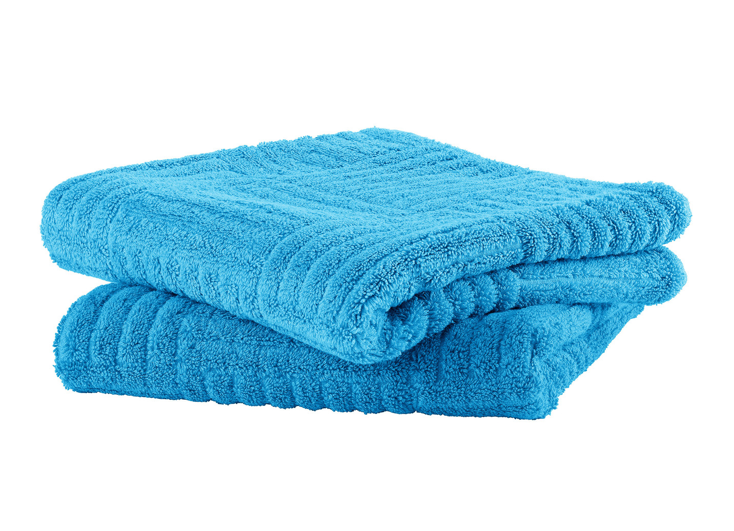 Flauschig weiche Frottier-Serie mit Hoch-Tief-Struktur, Größe 200 (2 Handtücher, 50/100 cm), Blau von BADER