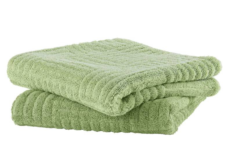 Flauschig weiche Frottier-Serie mit Hoch-Tief-Struktur, Größe 200 (2 Handtücher, 50/100 cm), Grün von BADER