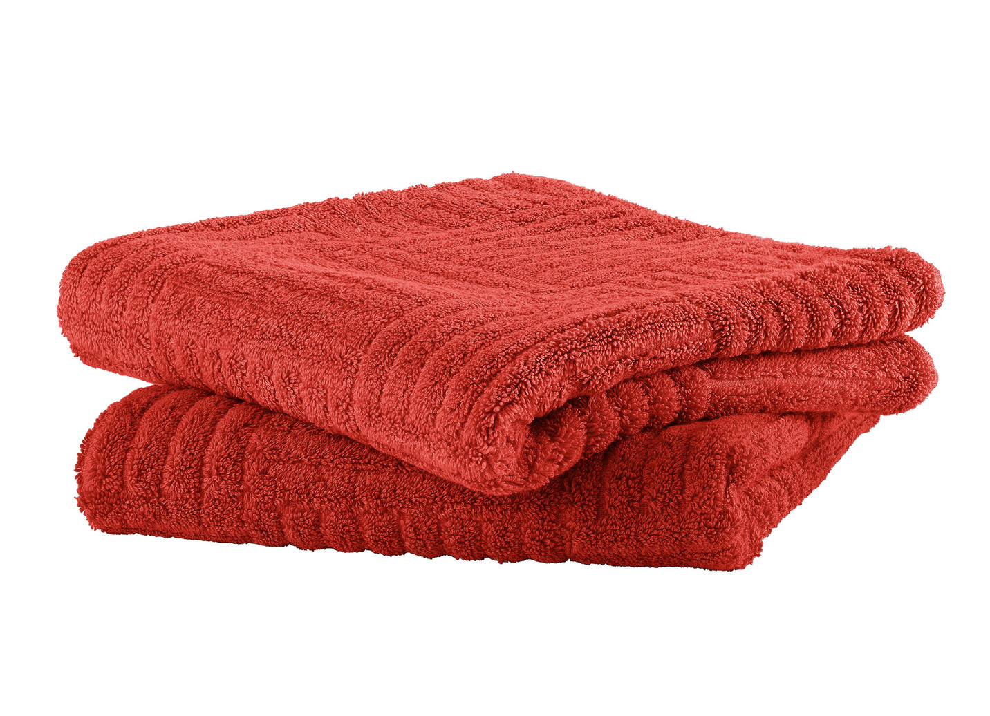 Flauschig weiche Frottier-Serie mit Hoch-Tief-Struktur, Größe 200 (2 Handtücher, 50/100 cm), Rot von BADER