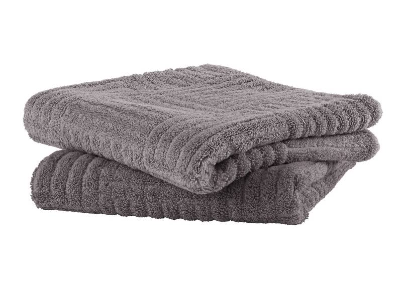 Flauschig weiche Frottier-Serie mit Hoch-Tief-Struktur, Größe 200 (2 Handtücher, 50/100 cm), Taupe von BADER