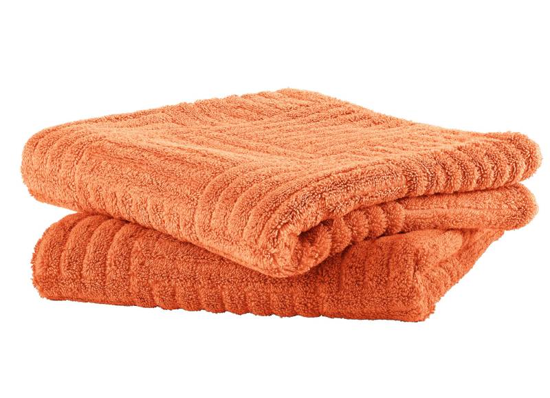 Flauschig weiche Frottier-Serie mit Hoch-Tief-Struktur, Größe 200 (2 Handtücher, 50/100 cm), Terra von BADER