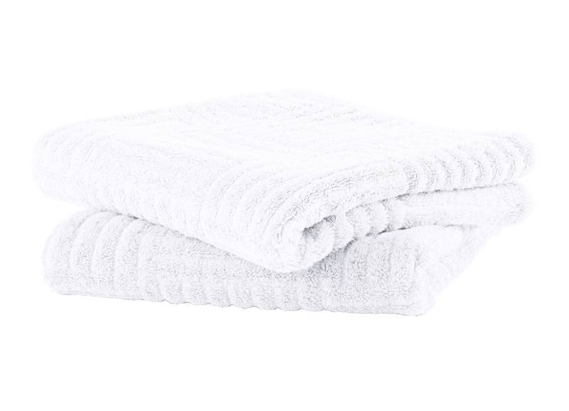 Flauschig weiche Frottier-Serie mit Hoch-Tief-Struktur, Größe 200 (2 Handtücher, 50/100 cm), Weiss von BADER