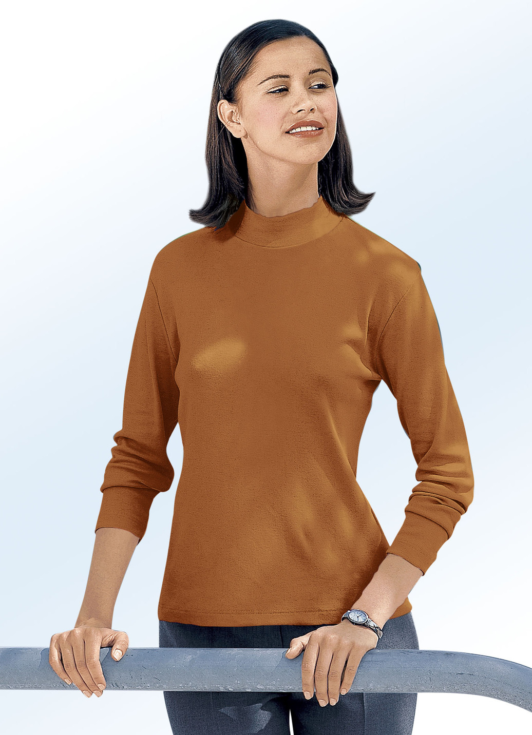 Flottes Shirt in 16 Farben, Cognac, Größe 42 von BADER