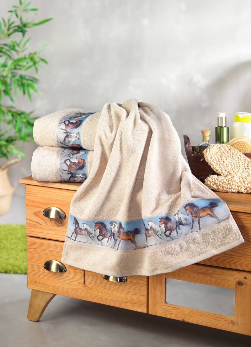 Frottier-Serie mit Digitaldruck, Größe 204 (1 Duschtuch 70x140 cm), Creme von BADER