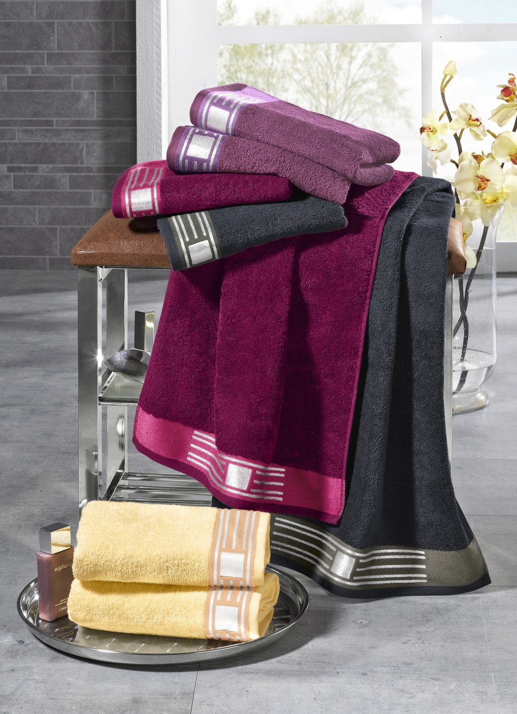 Frottier-Serie mit Glitzergarn, Größe 200 (1 Handtuch, 50/100 cm), Lila von BADER