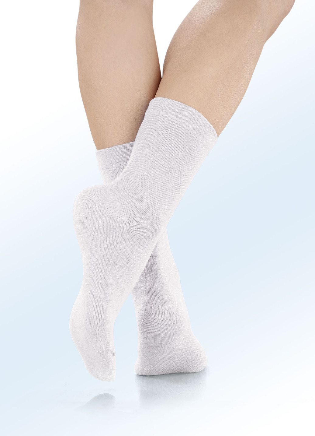 Fünferpack Socken mit  druckfreiem Bund, 5X Weiss, Größe 2 (Schuhgr. 39-42) von BADER