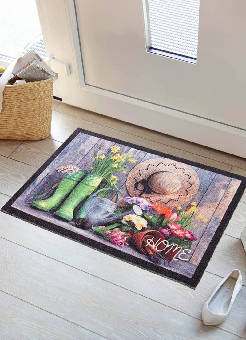 Fußmatte Home mit rutschhemmender Rückseite, Bunt von BADER