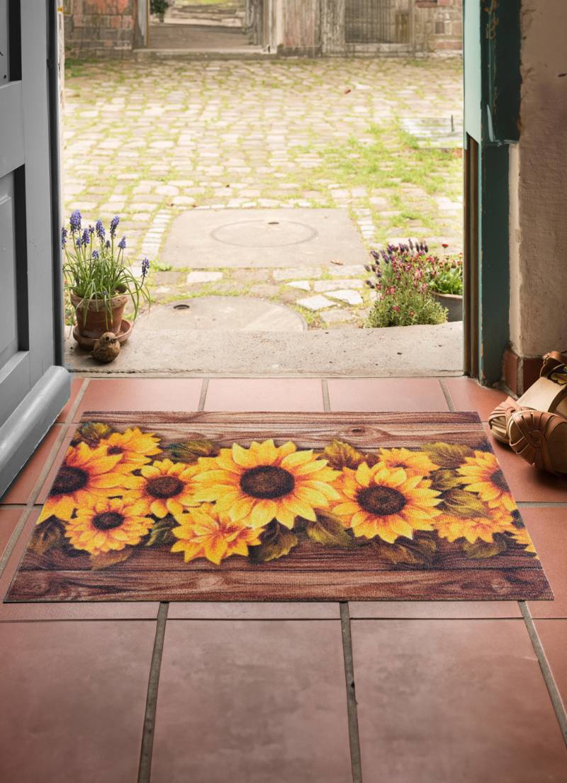 Fußmatte mit Sonennblumen-Motiv, Bunt von BADER