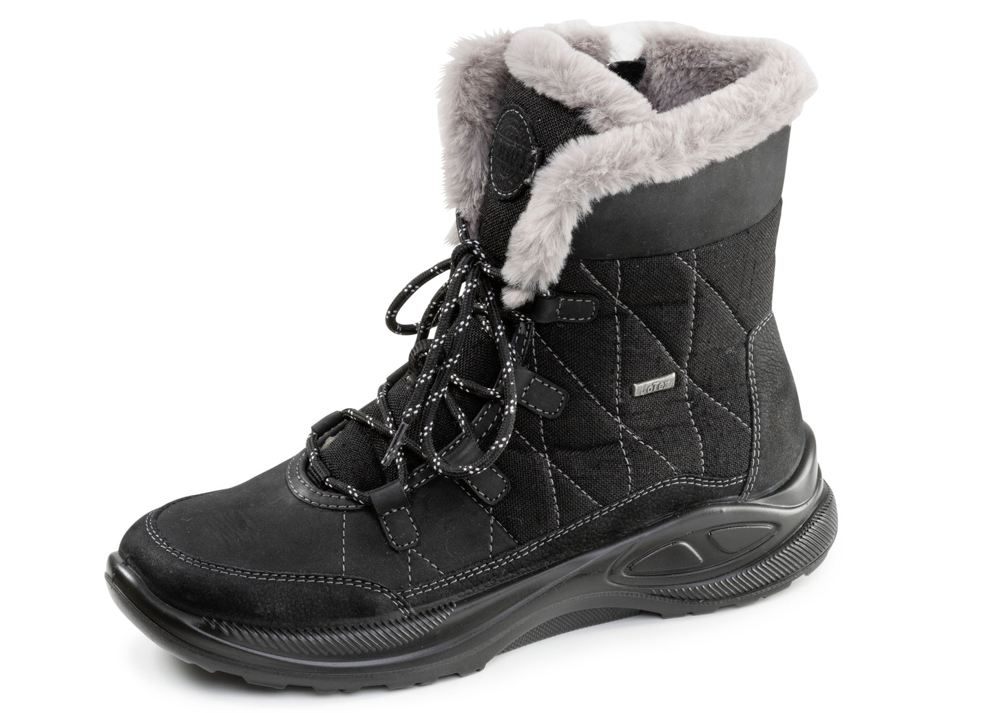 Gefütterte Damen-Boots, Winterschuhe, Weite H, mit Reißverschluss, Schwarz, Größe 37 von BADER