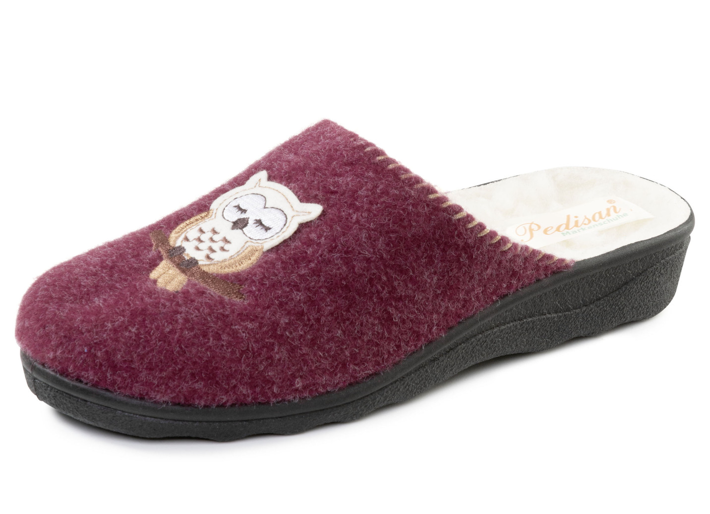 Gefütterte Damen-Hausschuhe, mit Schurwolle, Bordeaux, Größe 39 von BADER