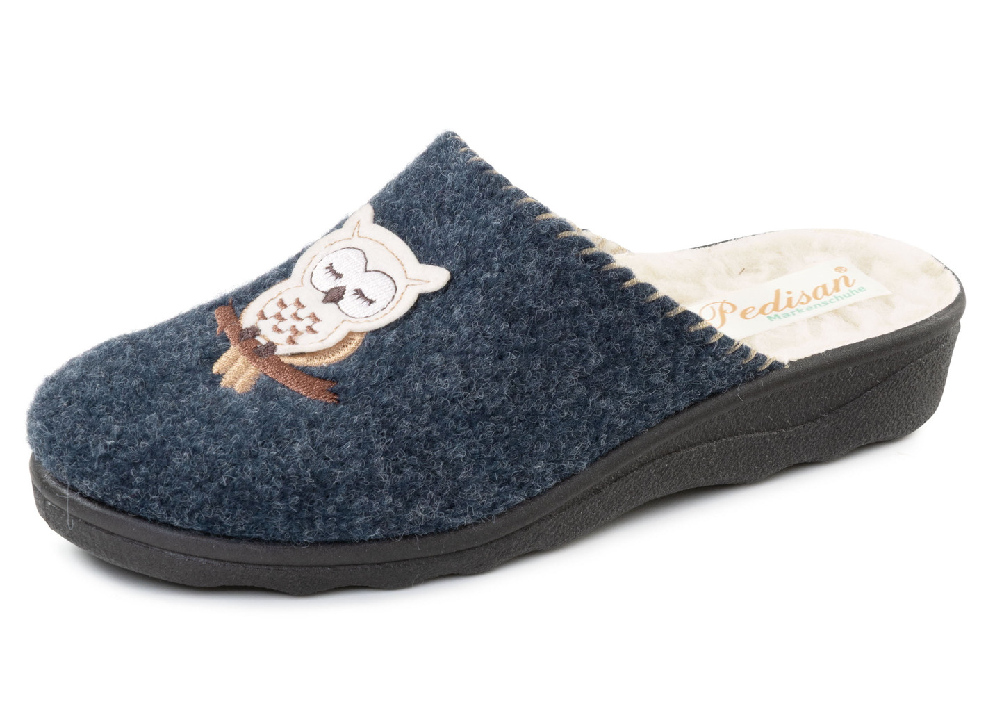 Gefütterte Damen-Hausschuhe, mit Schurwolle, Marine, Größe 38 von BADER