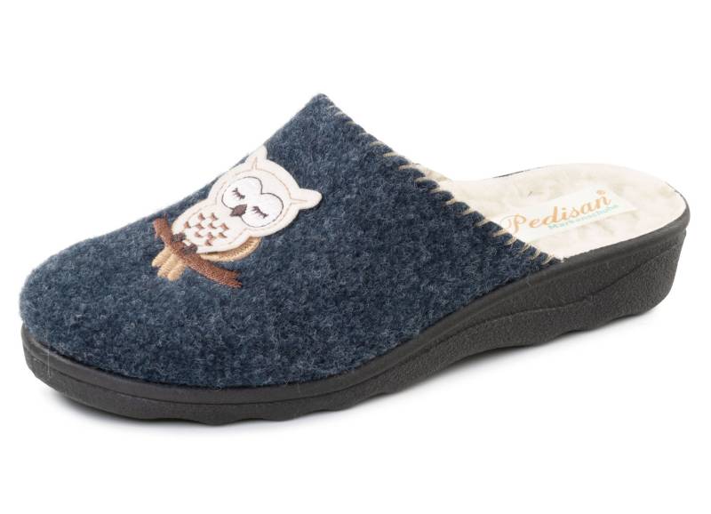Gefütterte Damen-Hausschuhe, mit Schurwolle, Marine, Größe 42 von BADER