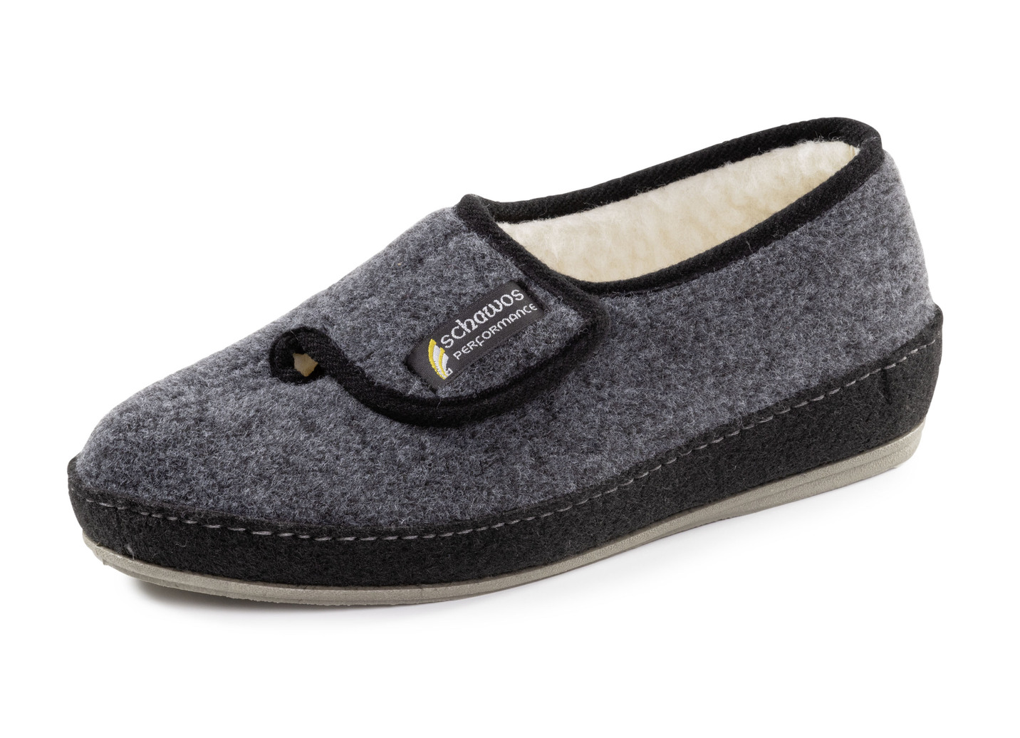 Gefütterte Herren-Hausschuhe, mit Schurwolle, Anthrazit-Schwarz, Größe 42 von BADER