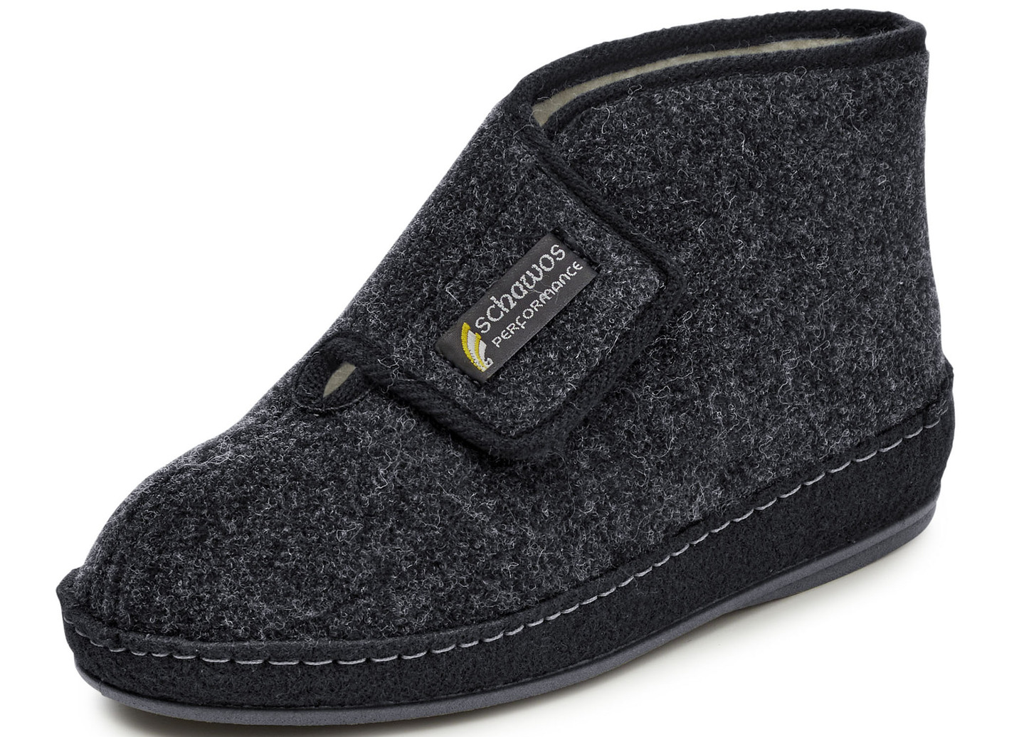 Gefütterte Herren-Hausschuhe, mit Schurwolle, Anthrazit-Schwarz, Größe 43 von BADER