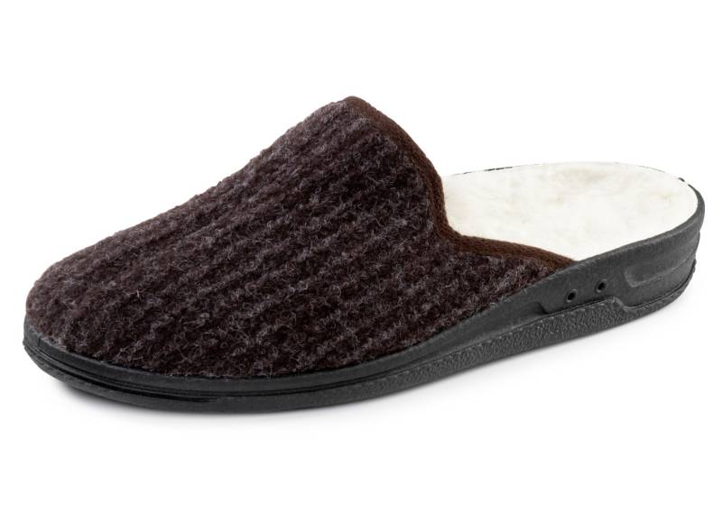 Gefütterte Herren-Hausschuhe, mit Schurwolle, Braun, Größe 42 von BADER