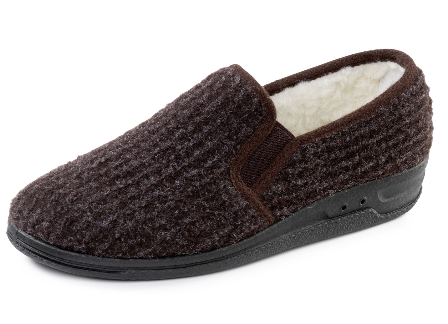 Gefütterte Herren-Hausschuhe, mit Schurwolle, Braun, Größe 42 von BADER