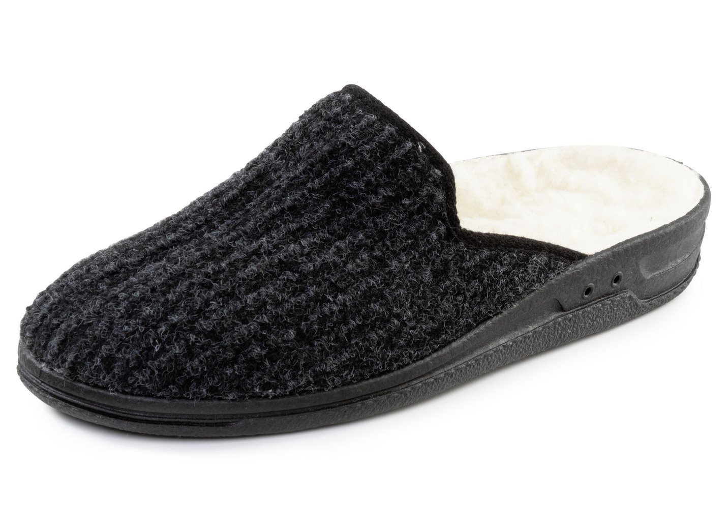 Gefütterte Herren-Hausschuhe, mit Schurwolle, Schwarz, Größe 41 von BADER