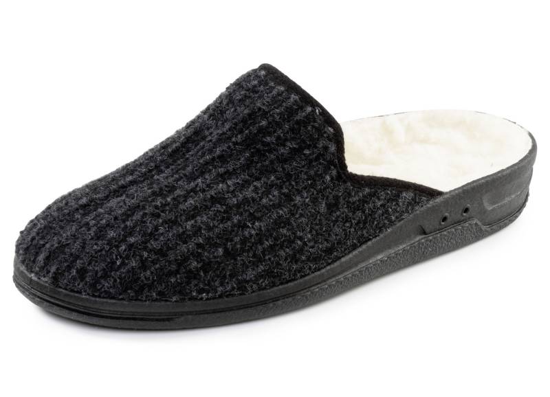 Gefütterte Herren-Hausschuhe, mit Schurwolle, Schwarz, Größe 41 von BADER