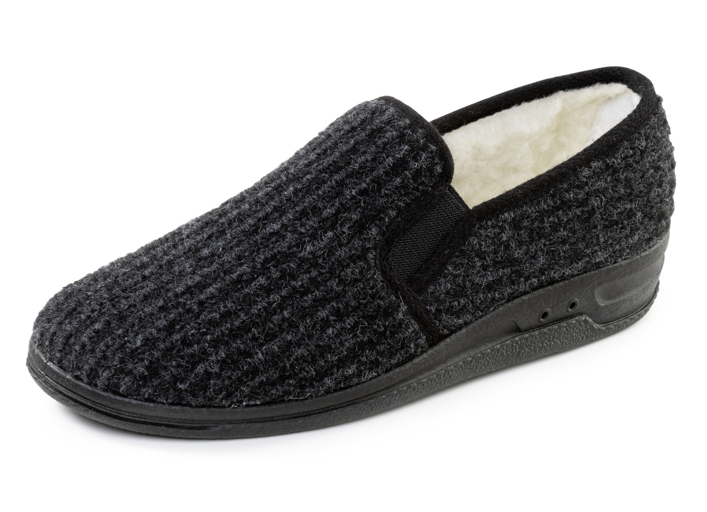 Gefütterte Herren-Hausschuhe, mit Schurwolle, Schwarz, Größe 41 von BADER