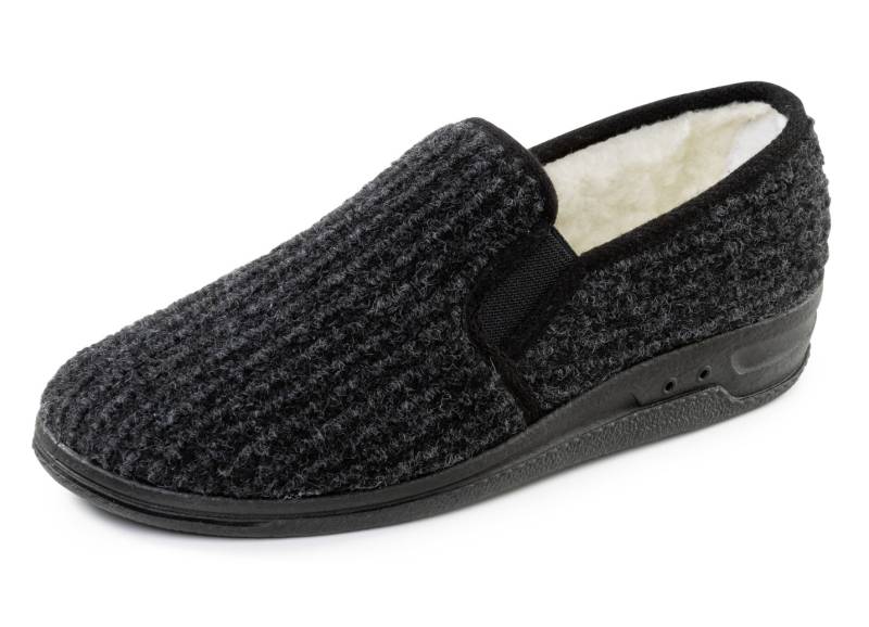 Gefütterte Herren-Hausschuhe, mit Schurwolle, Schwarz, Größe 46 von BADER