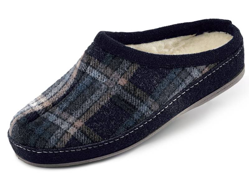 Gefütterte Herren-Hausschuhe, mit Schurwolle, Schwarz-Multicolor, Größe 46 von BADER