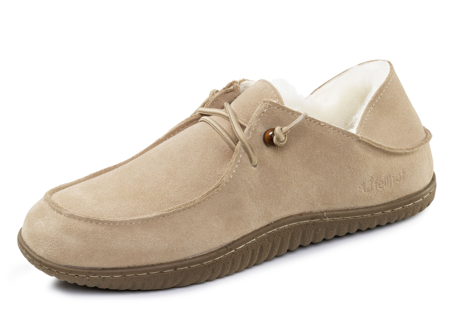 Gefütterte Herren-Slipper, Winterschuhe, mit Lammfell, Beige, Größe 44 von BADER