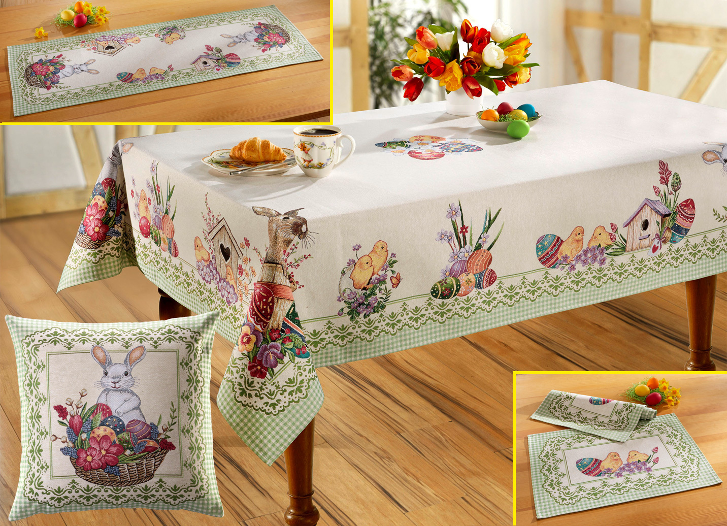 Gobelin Tischdecke und Kissenbezug, Größe 100 (2x Platzset, 33x 45 cm), Multicolor von BADER
