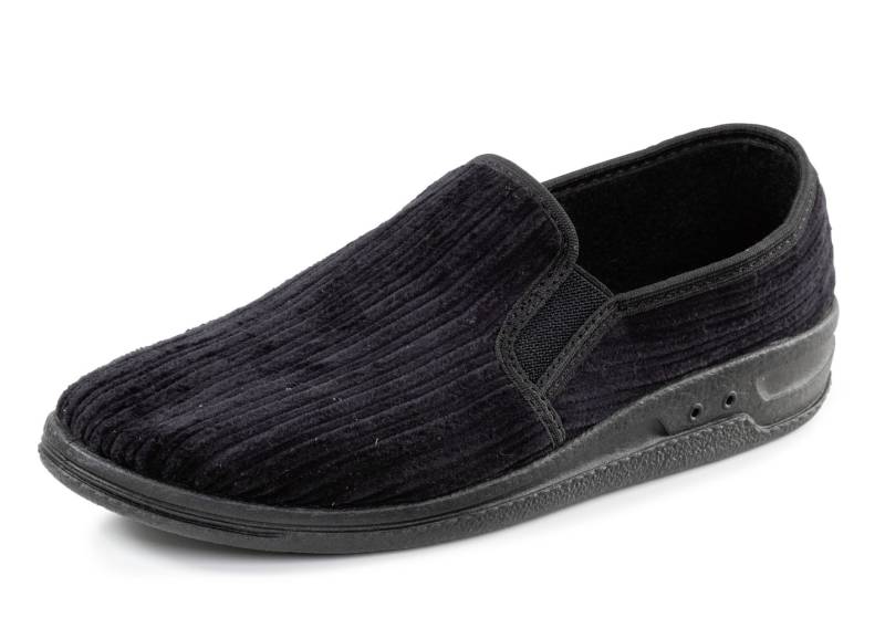 Hausschuh aus Cord-Textilmaterial, Schwarz, Größe 45 von BADER