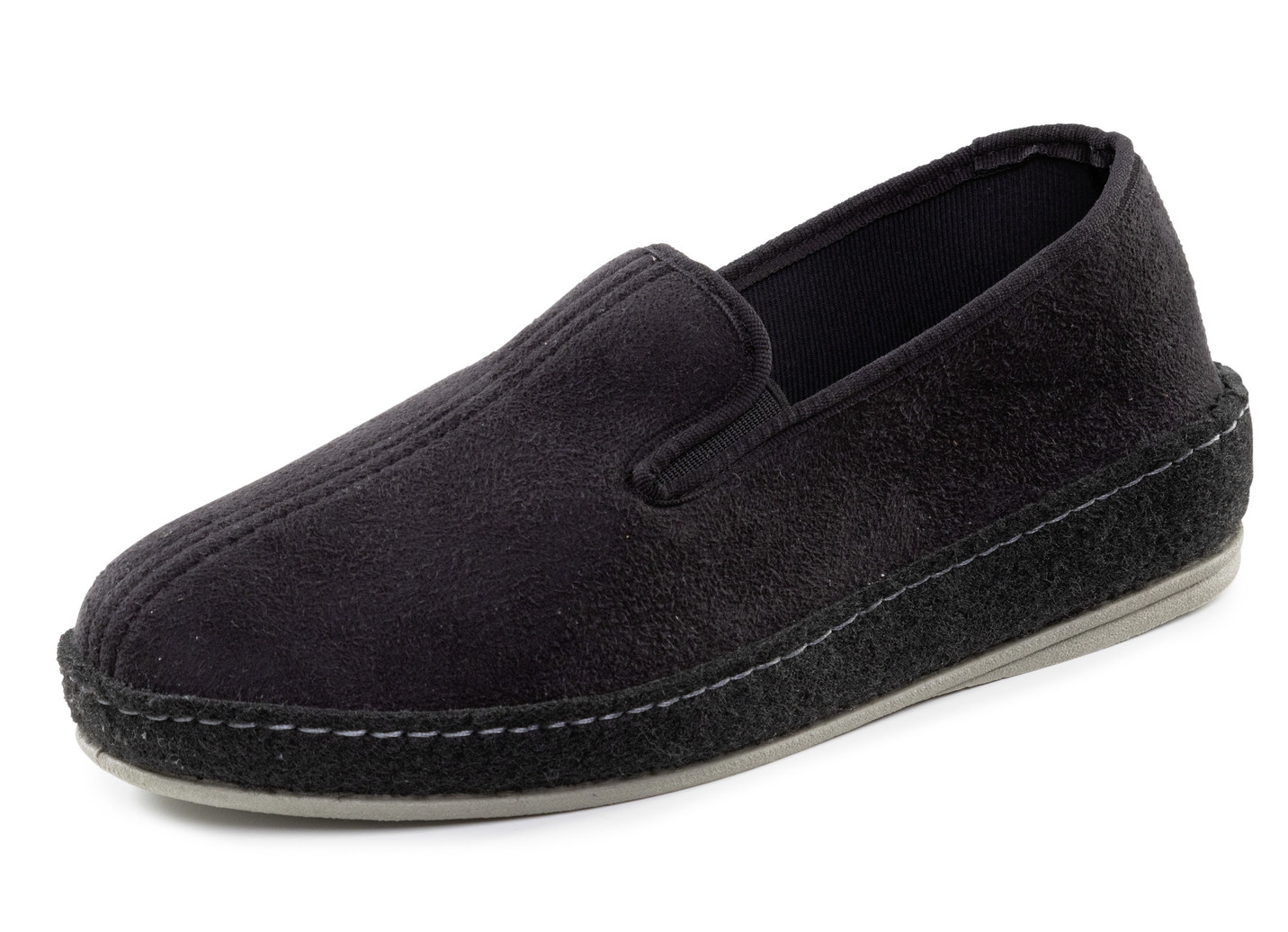 Hausschuh aus Veloursmaterial, Schwarz, Größe 42 von BADER