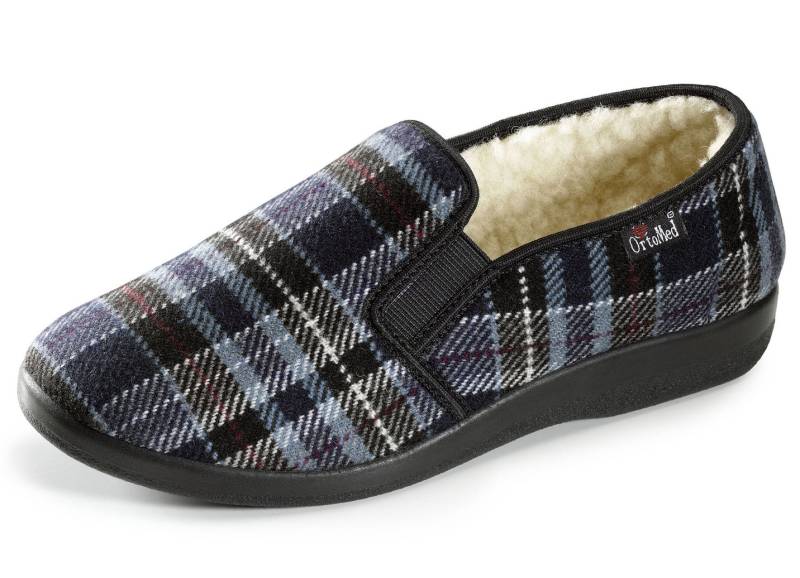 Gefütterte Herren-Hausschuhe, mit Wolle, Blau, Größe 44 von BADER