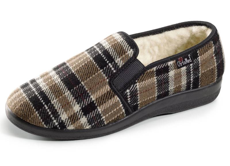 Gefütterte Herren-Hausschuhe, mit Wolle, Braun, Größe 42 von BADER