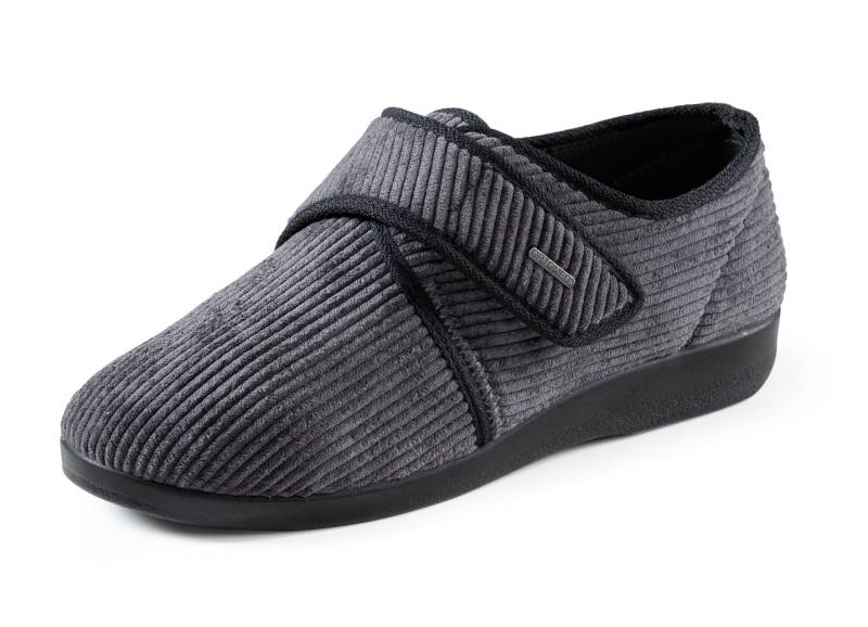 Klassische Herren-Hausschuhe, mit Klettverschluss, Anthrazit, Größe 46 von BADER