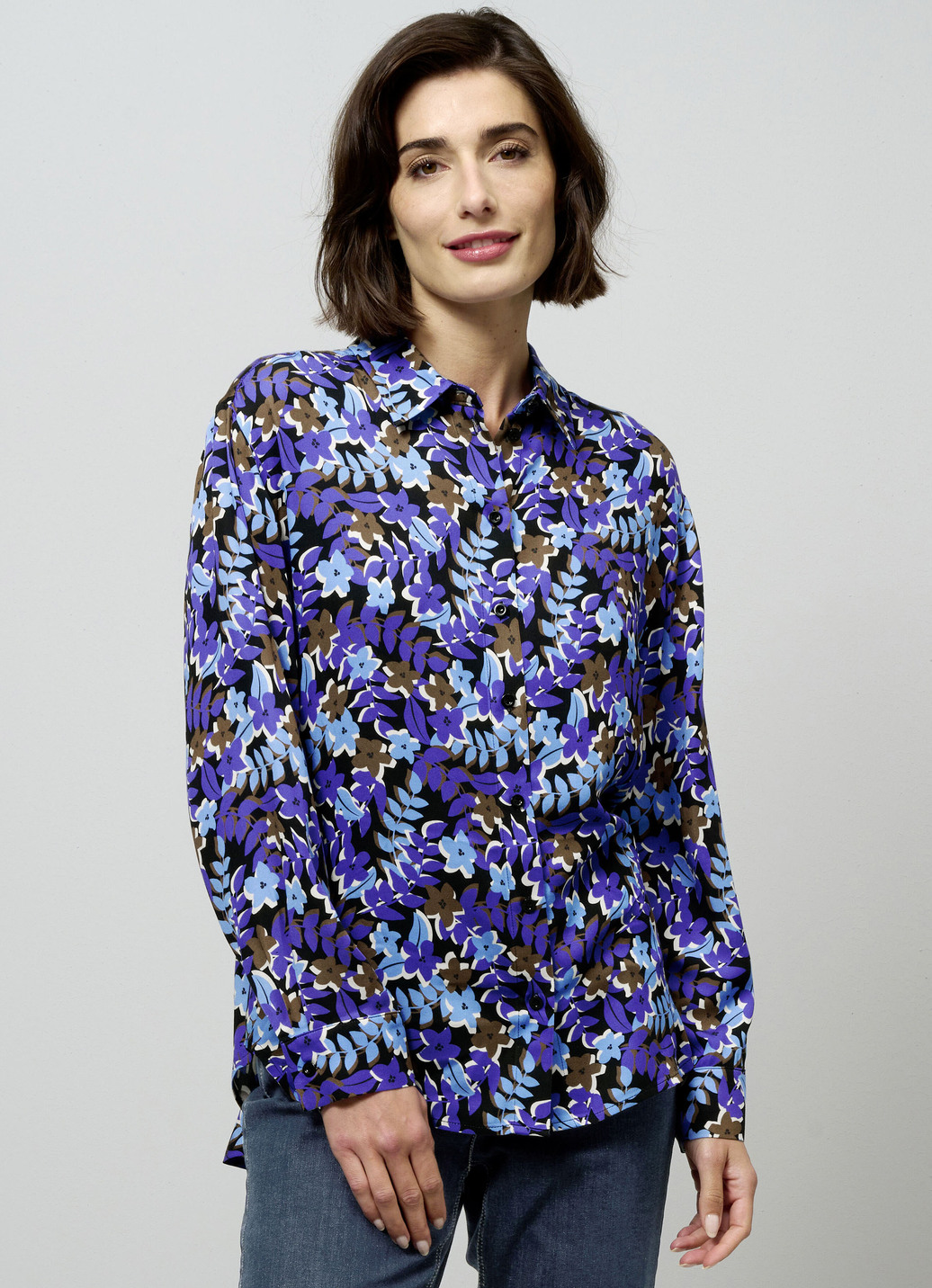 Hemdbluse, Royalblau-Braun, Größe 40 Hemdbluse, Royalblau-Braun, Größe 40 von BADER