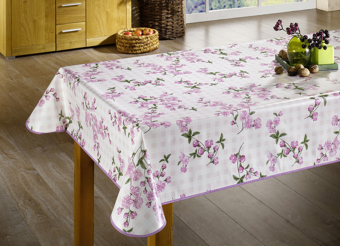 Herbstliche Wachstuch-Tischdecken, Größe 130 (Tischdecke, 130/160 cm), Rosé von BADER
