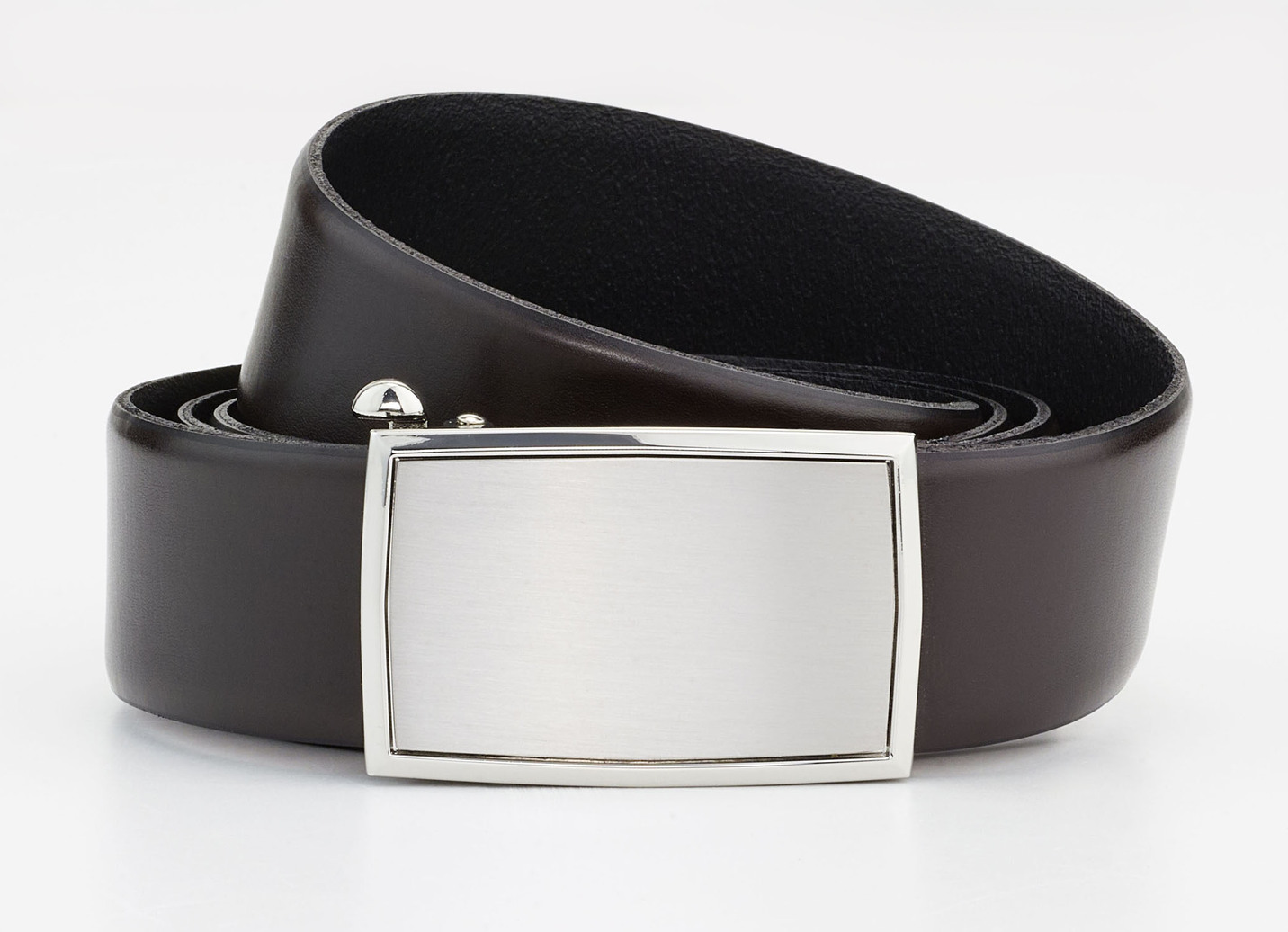 Herren-Gürtel, 3,5 cm breit mit Automatikverschluss, Dunkelbraun, Größe 100 von BADER