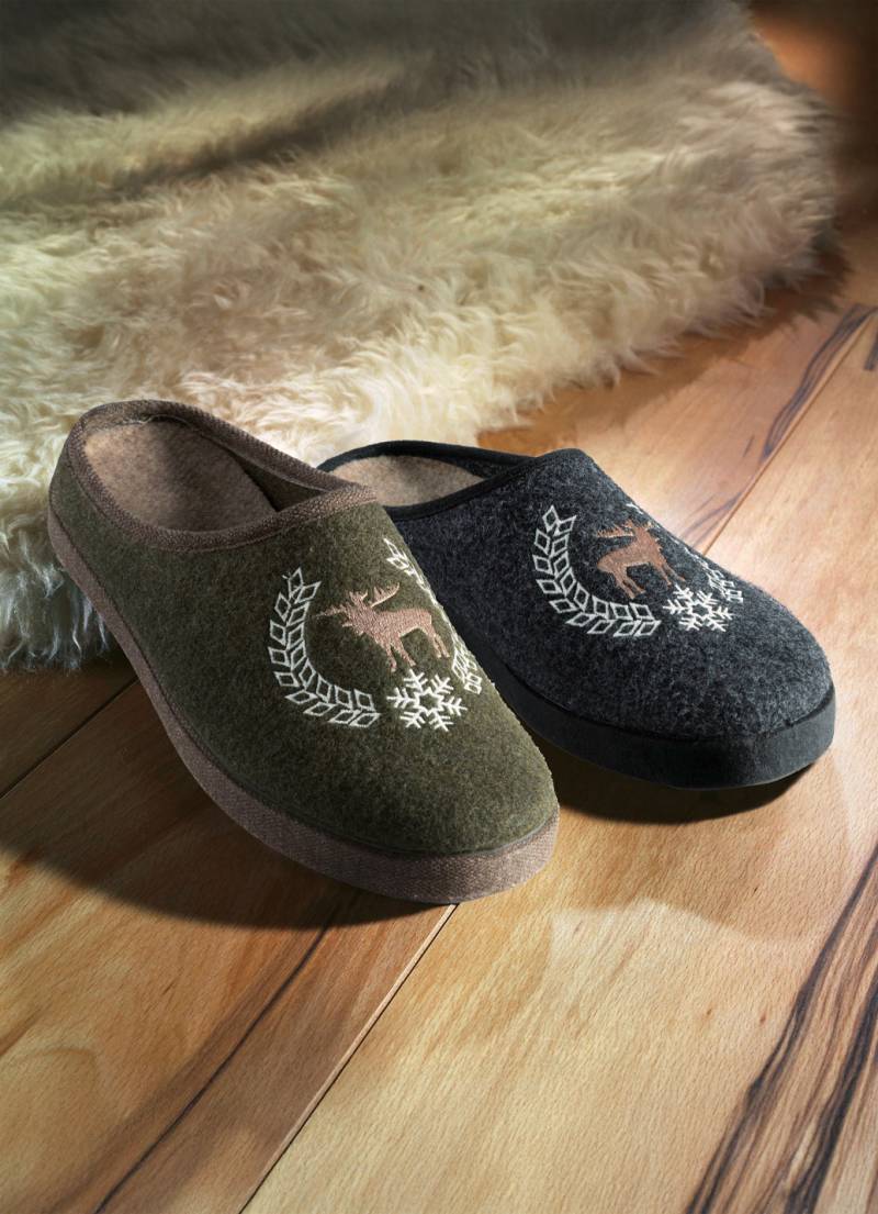 Herren-Hausschuh aus Wollfilz, Anthrazit, Größe 41 von BADER