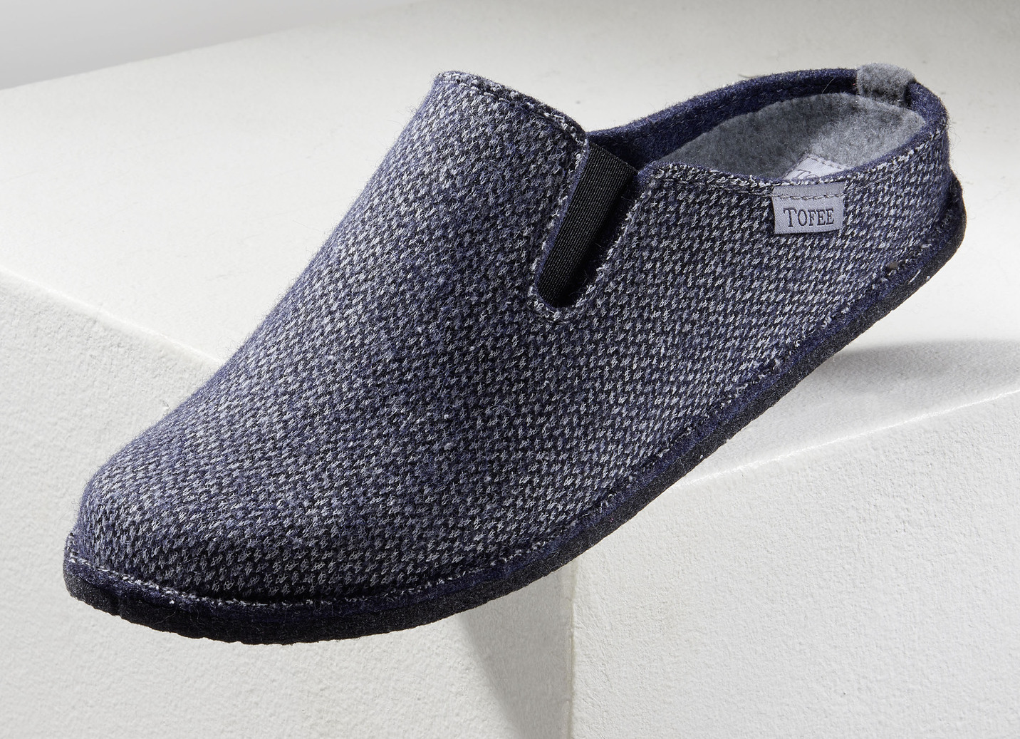 Herren-Hausschuh aus  Wollfilz, Jeansblau, Größe 41 von BADER