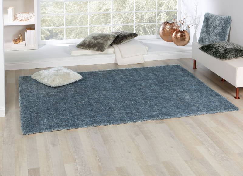 Hochflor-Teppiche und Kissen mit Baumwoll-Rückseite, Größe 164 (Brücke, 120x170 cm), Blau von BADER