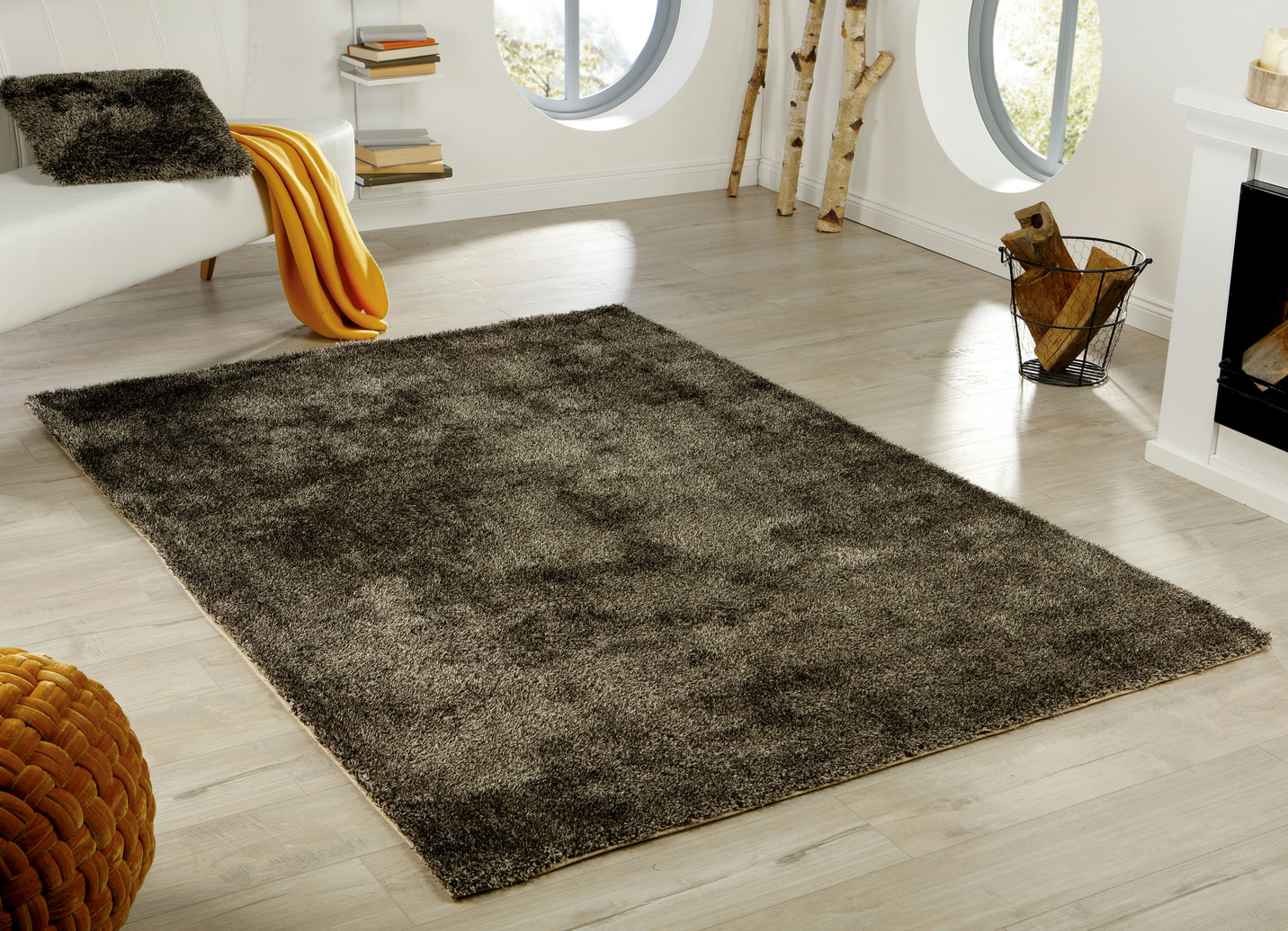 Hochflor-Teppiche und Kissen mit Baumwoll-Rückseite, Größe 164 (Brücke, 120x170 cm), Braun von BADER