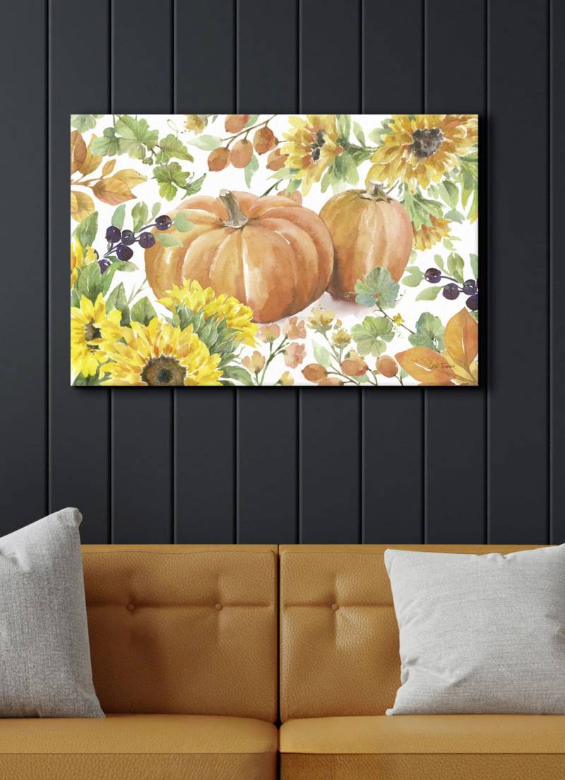 Hochwertig gefertigtes Leinwandbild mit Digitaldruck, Maße B80xH60, Gelb-Orange-Grün von BADER