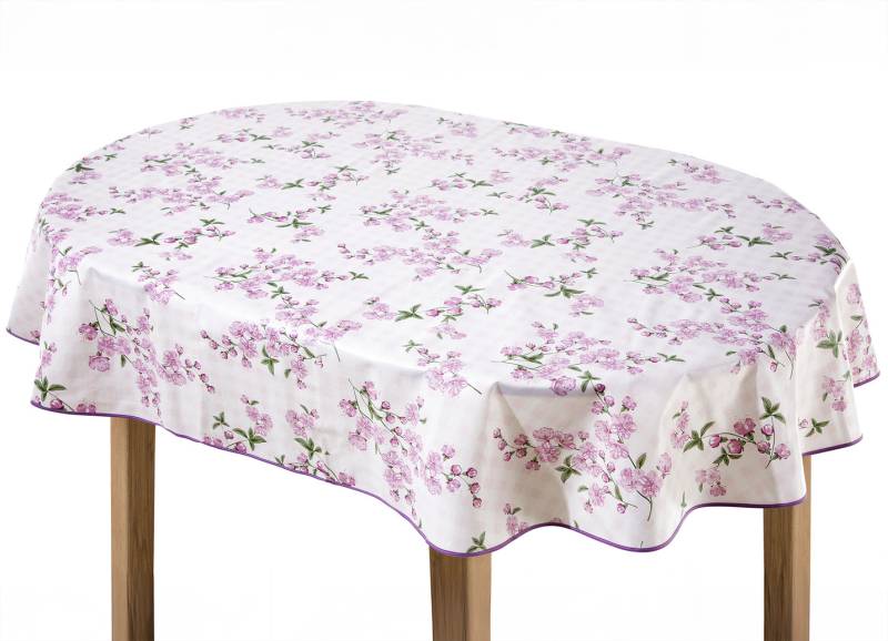 Hochwertige und pflegeleichte Wachstuch-Tischdecken, Größe 170 (Tischdecke oval, 155/220 cm), Rosé von BADER