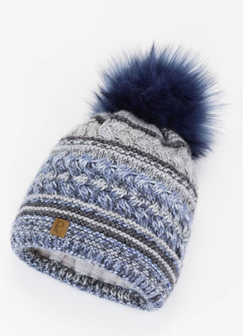 Interessante Damen-Mütze, mit Bommel, Blau von BADER