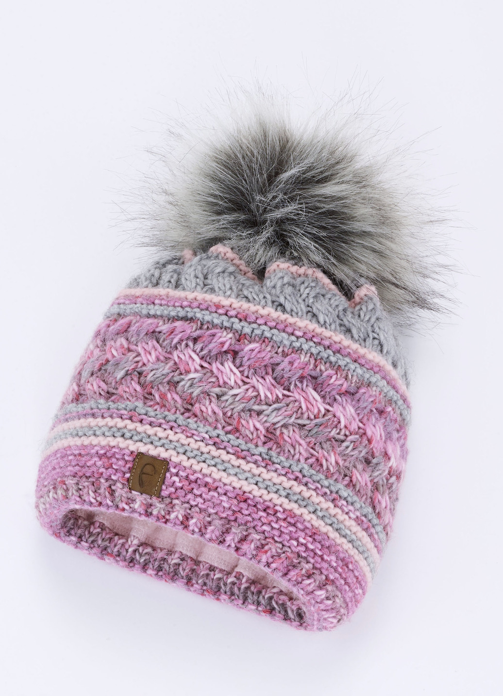 Interessante Damen-Mütze, mit Bommel, Rosa von BADER