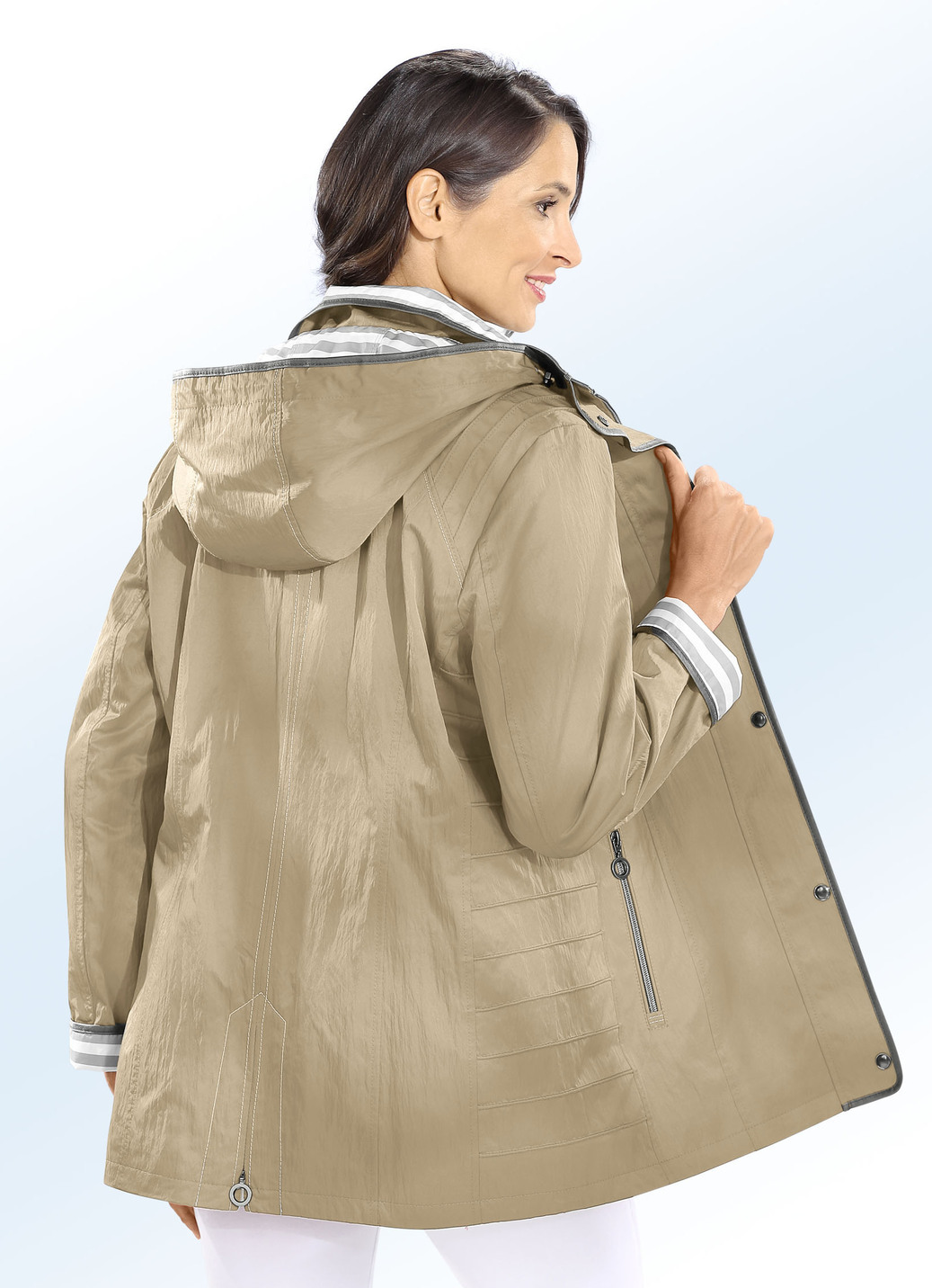 Jacke mit abnehmbarer Kapuze, Beige, Größe 40 von BADER