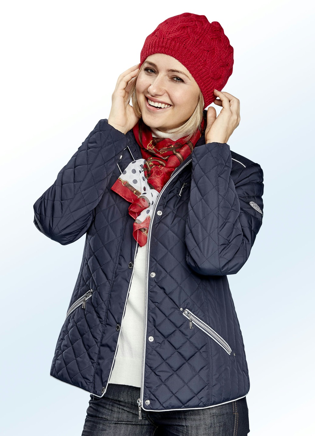 Jacke mit Steh-Umlegekragen, Navy, Größe 38 von BADER